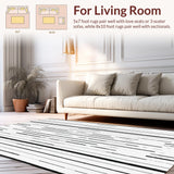 Ultra Soft Area Rug, Non Slip, Stain Resistant, Washable Area Rugs for Living Room, Bedroom, Front Porch Mat: Contrast Line Design Woven Floor Art(Black)