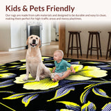 Ultra Soft Area Rug, Non Slip, Stain Resistant, Washable Area Rugs for Living Room, Bedroom, Chic Colorful Floral Arrangement(Yellow)