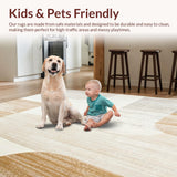 Artistic Abstract Area Beige Cream Easy Cleaning Non Shedding Pet(Beige)