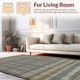 Ultra Soft Area Rug, Non Slip, Stain Resistant, Washable Area Rugs for Living Room, Bedroom, Modern Abstract Two-Tone Elegance(Gray)