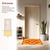 Ultra Soft Area Rug, Non Slip, Stain Resistant, Washable Area Rugs for Living Room, Bedroom, Geometric Orange Living Room Non-Shedding Rug(Orange)