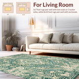 Elegant Cream and Sage Floral Medallion(Ivory)