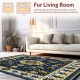 Ultra Soft Area Rug, Non Slip, Stain Resistant, Washable Area Rugs for Living Room, Bedroom, Waterproof Leaf(Blue)