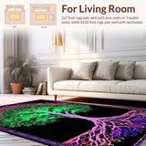 Ultra Soft Area Rug, Non Slip, Stain Resistant, Washable Area Rugs for Living Room, Bedroom, Eclectic UV Reactive Aesthetic(Green)