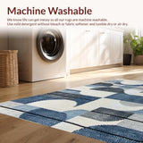 Ultra Soft Area Rug, Non Slip, Stain Resistant, Washable Area Rugs for Living Room, Bedroom, Boho Gray Abstract Living Room Washable Rug(Blue)