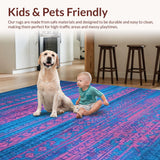 Ultra Soft Area Rug, Non Slip, Stain Resistant, Washable Area Rugs for Living Room, Bedroom, Dynamic Blue Pink Mosaic Theme(Blue)