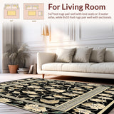 Ultra Soft Area Rug, Non Slip, Stain Resistant, Washable Area Rugs for Living Room, Bedroom, Chic Reversible Backyard Area for Patio Decor and Picnics(Black)