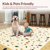 Ultra Soft Area Rug, Non Slip, Stain Resistant, Washable Area Rugs for Living Room, Bedroom, Beige Insect Print Area for Playroom and Farmhouse(Beige)