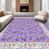 Ultra Soft Area Rug, Non Slip, Stain Resistant, Washable Area Rugs for Living Room, Bedroom, Elegant Purple Blossom Design(Purple)