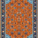 Ultra Soft Area Rug, Non Slip, Stain Resistant, Washable Area Rugs for Living Room, Bedroom, Elegant Retro Flower Arrangement(Orange)