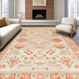 Ultra Soft Area Rug, Non Slip, Stain Resistant, Washable Area Rugs for Living Room, Bedroom, Terracotta Earth Tones Area(Orange)