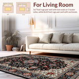 Ultra Soft Area Rug, Non Slip, Stain Resistant, Washable Area Rugs for Living Room, Bedroom, Elegant Floral Arch Arrangement(Black)