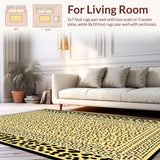 Ultra Soft Area Rug, Non Slip, Stain Resistant, Washable Area Rugs for Living Room, Bedroom, Elegant Earthy Leopard Motif(Beige)