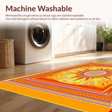 Ultra Soft Area Rug, Non Slip, Stain Resistant, Washable Area Rugs for Living Room, Bedroom, Whimsical Abstract Floral Echo(Yellow)