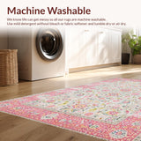 Ultra Soft Area Rug, Non Slip, Stain Resistant, Washable Area Rugs for Living Room, Bedroom, Chic Geometric Soft Pink Aesthetic(Ivory)