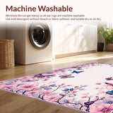 Ultra Soft Area Rug, Non Slip, Stain Resistant, Washable Area Rugs for Living Room, Bedroom, Charming Floral Scalloped Design(Pink)