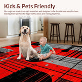 Ultra Soft Area Rug, Non Slip, Stain Resistant, Washable Area Rugs for Living Room, Bedroom, Bold Contemporary Audio Visuals(Red)
