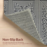 Ultra Soft Area Rug, Non Slip, Stain Resistant, Washable Area Rugs for Living Room, Bedroom, Modern Lattice Design Black and White Striped Area Rug for Stylish Spaces(Black)