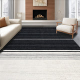 Ultra Soft Area Rug, Non Slip, Stain Resistant, Washable Area Rugs for Living Room, Bedroom, Classic Dual-Tone Linear Pattern Indoor Outdoor Washable Floor Covering(Black)