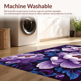 Ultra Soft Area Rug, Non Slip, Stain Resistant, Washable Area Rugs for Living Room, Bedroom, Lively Purple Garden Theme(Purple)