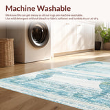 Ultra Soft Area Rug, Non Slip, Stain Resistant, Washable Area Rugs for Living Room, Bedroom, Marine Inspired Light Blue Rug with Stylized Seahorse and Fluid Coastal Patterns(Blue)