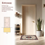 Ultra Soft Area Rug, Non Slip, Stain Resistant, Washable Area Rugs for Living Room, Bedroom, Eclectic Cream Blue Bedroom Rug for Minimalist Homes(Beige)