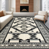 Ultra Soft Area Rug, Non Slip, Stain Resistant, Washable Area Rugs for Living Room, Bedroom, Vibrant Loop-and-Cut Textured Pattern(Black)