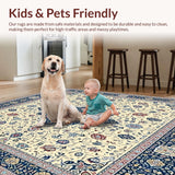 Ultra Soft Area Rug, Non Slip, Stain Resistant, Washable Area Rugs for Living Room, Bedroom, Harmony Embrace Non Slip Beige & Blue Medallion(Beige)