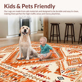 Ultra Soft Area Rug, Non Slip, Stain Resistant, Washable Area Rugs for Living Room, Bedroom, Stylish Abstract Warm Palette(Orange)
