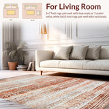 Ultra Soft Area Rug, Non Slip, Stain Resistant, Washable Area Rugs for Living Room, Bedroom, Rustic Ombre Throw Rug with Vintage Distressed Texture and Subtle Chevron(Brown)