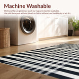 Ultra Soft Area Rug, Non Slip, Stain Resistant, Washable Area Rugs for Living Room, Bedroom, Timeless Dual-Tone Linear Pattern Woven Rug For Sophisticated Spaces(Black)