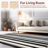 Ultra Soft Area Rug, Non Slip, Stain Resistant, Washable Area Rugs for Living Room, Bedroom, Monochrome Striped Floor Covering With Contemporary Geometric Lines Rug(Gray)