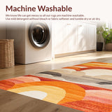 Ultra Soft Area Rug, Non Slip, Stain Resistant, Washable Area Rugs for Living Room, Bedroom, Whimsical Floral Print with Soft Shades(Orange)