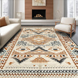 Ultra Soft Area Rug, Non Slip, Stain Resistant, Washable Area Rugs for Living Room, Bedroom, Classic Vintage Medallion Burst(Beige)