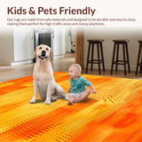 Ultra Soft Area Rug, Non Slip, Stain Resistant, Washable Area Rugs for Living Room, Bedroom, Contemporary Fuzzy Abstract Expression(Orange)