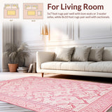 Ultra Soft Area Rug, Non Slip, Stain Resistant, Washable Area Rugs for Living Room, Bedroom, Sleek Minimalist Design in Light Shades(Pink)