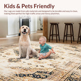 Ultra Soft Area Rug, Non Slip, Stain Resistant, Washable Area Rugs for Living Room, Bedroom, Elegant Farmhouse Area With Vintage Distressed Medallion Design(Beige)