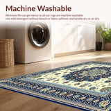 Ultra Soft Area Rug, Non Slip, Stain Resistant, Washable Area Rugs for Living Room, Bedroom, Patio Country Wynona Indoor Featuring Blue and Beige(Beige)