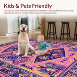 Ultra Soft Area Rug, Non Slip, Stain Resistant, Washable Area Rugs for Living Room, Bedroom, Eclectic Soft Purple Patterned Delight(Purple)