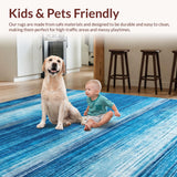 Ultra Soft Area Rug, Non Slip, Stain Resistant, Washable Area Rugs for Living Room, Bedroom, Serene Pastel Tie-Dye Effect(Blue)