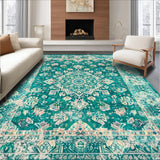Ultra Soft Area Rug, Non Slip, Stain Resistant, Washable Area Rugs for Living Room, Bedroom, Rustic Turquoise Pattern Fusion(Green)