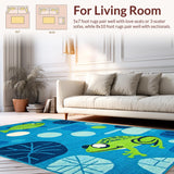 Pastel Frog Patterned Mat(Blue)