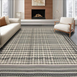 Ultra Soft Area Rug, Non Slip, Stain Resistant, Washable Area Rugs for Living Room, Bedroom, Elegant Charcoal Geometric Overlay(Black)