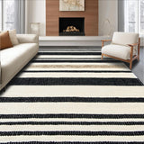 Ultra Soft Area Rug, Non Slip, Stain Resistant, Washable Area Rugs for Living Room, Bedroom, Ivory Black Kitchen Easy-Cleaning Area Rug(White)