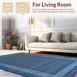 Ultra Soft Area Rug, Non Slip, Stain Resistant, Washable Area Rugs for Living Room, Bedroom, Tranquil Spa-Inspired Rug Style(Blue)