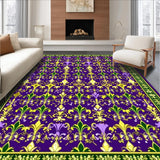 Ultra Soft Area Rug, Non Slip, Stain Resistant, Washable Area Rugs for Living Room, Bedroom, Minimalist Floral Curved Patterns(Purple)