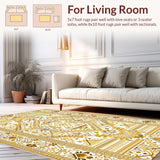 Ultra Soft Area Rug, Non Slip, Stain Resistant, Washable Area Rugs for Living Room, Bedroom, Artful Whimsical Knitted Touch(Gold)