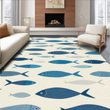 Ultra Soft Area Rug, Non Slip, Stain Resistant, Washable Area Rugs for Living Room, Bedroom, Charming Nautical Artistry Theme(Blue)