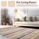 Ultra Soft Area Rug, Non Slip, Stain Resistant, Washable Area Rugs for Living Room, Bedroom, Stylish Cheerful Flat Weave Pattern(Orange)