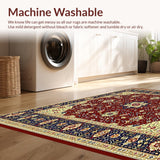 Ultra Soft Area Rug, Non Slip, Stain Resistant, Washable Area Rugs for Living Room, Bedroom, Vintage Loom Inspired Area(Red)